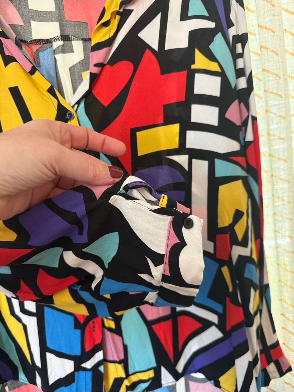In Living Color - Colorful Abstract Print Button-Up Blouse - Picture 4 of 6